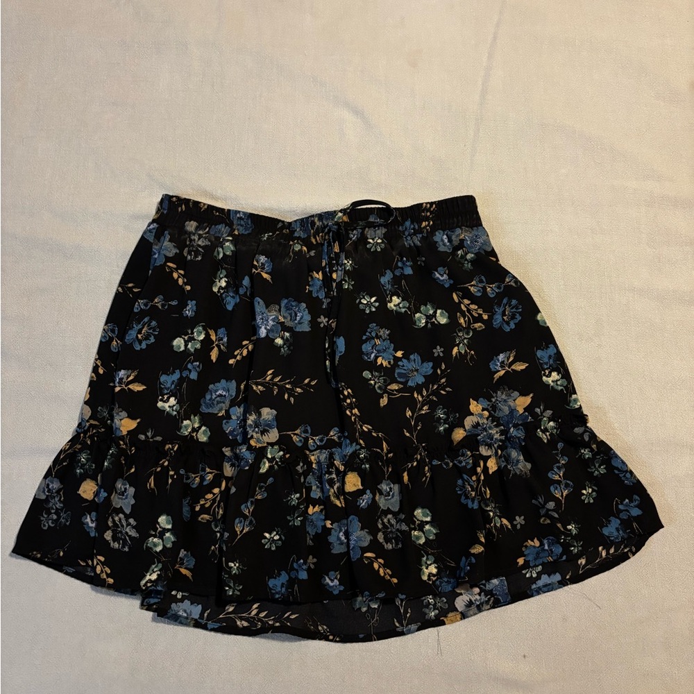 Vintage Floral Black Skirt